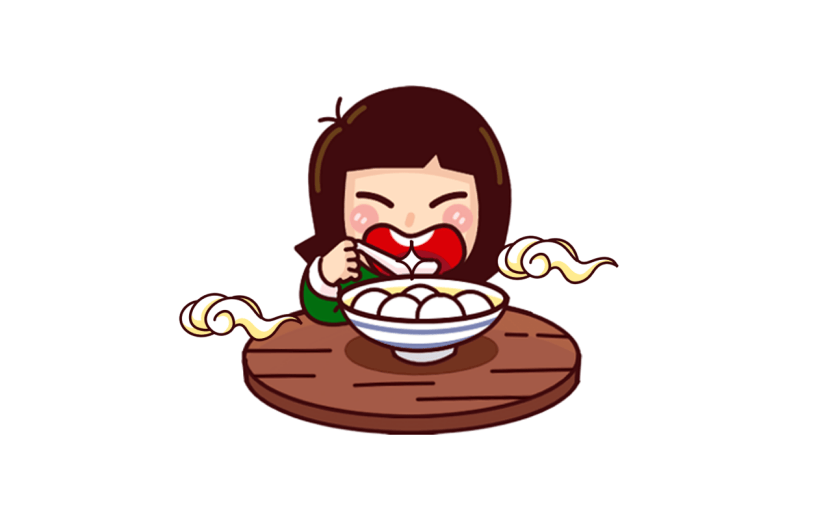 卡通感元宵节女生元素贴纸
