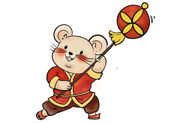 中国风春节灯笼老鼠拟人风