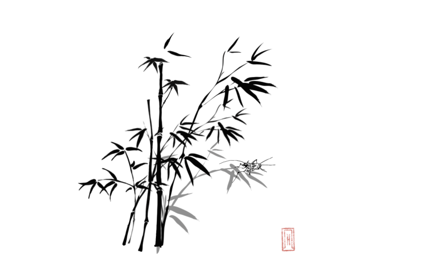 水墨中国风竹子植物元素贴纸5