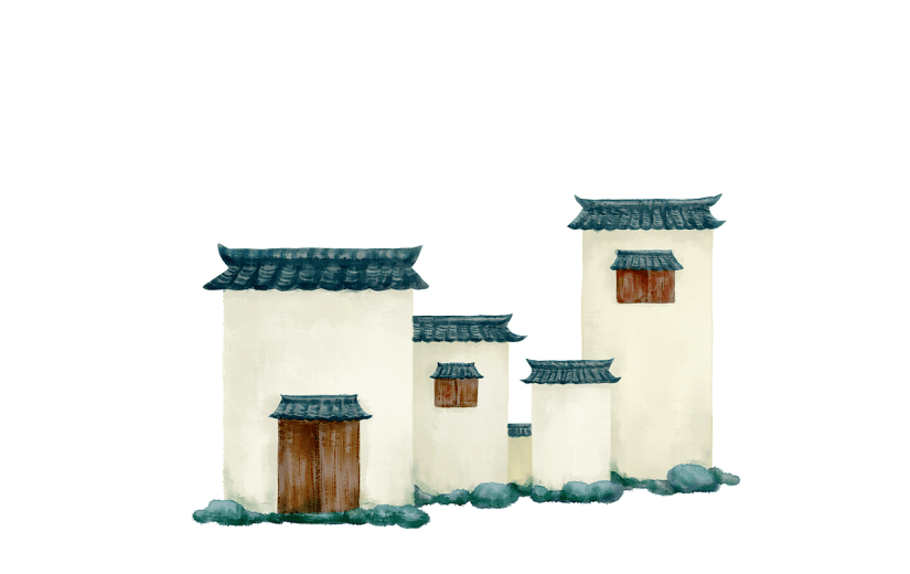 水墨-徽派建筑常规贴纸-房屋