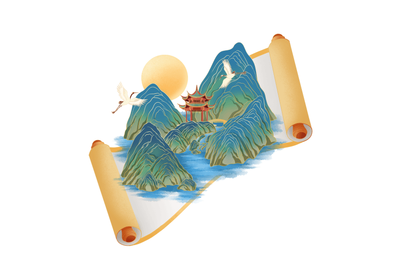 中国风-国潮园林画卷建筑元素2