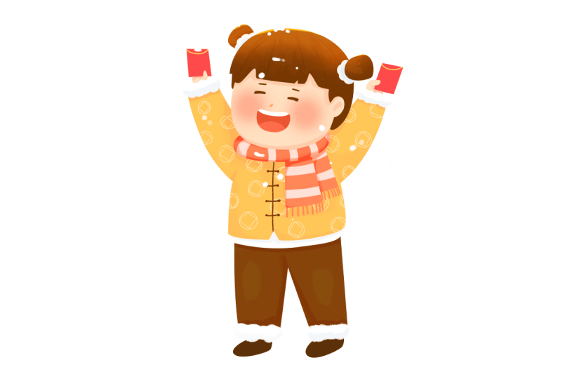 卡通感春节女孩元素贴纸