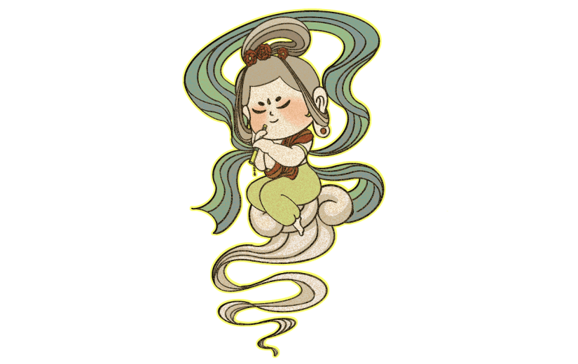 Q版壁画风-飞天仙女人物