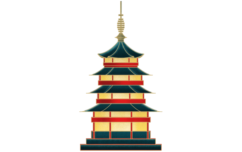 塔灯光中国风中秋节元素贴纸