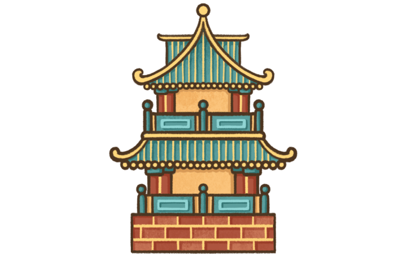 中国风-重阳节贴纸素材-建筑物