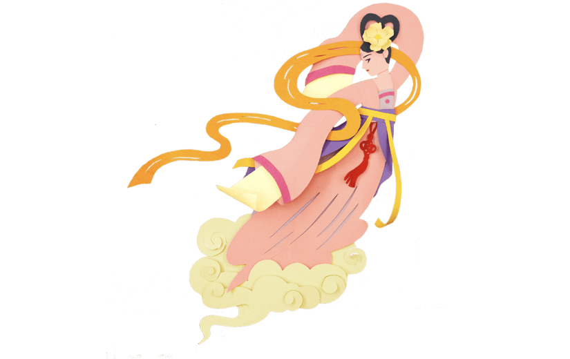 中国风中秋节女性元素贴纸