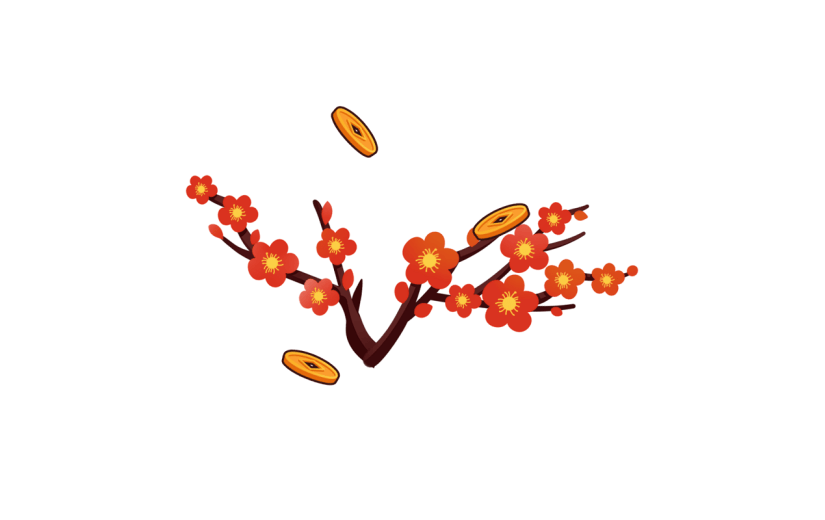 中国风春节树枝元素贴纸