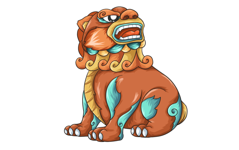 国潮风-石狮子元素