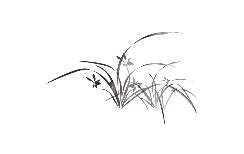 国风山水植物元素贴纸兰花