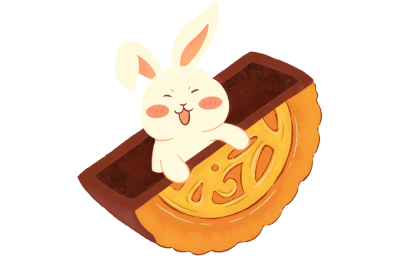 中秋节可爱插画月饼兔子元素