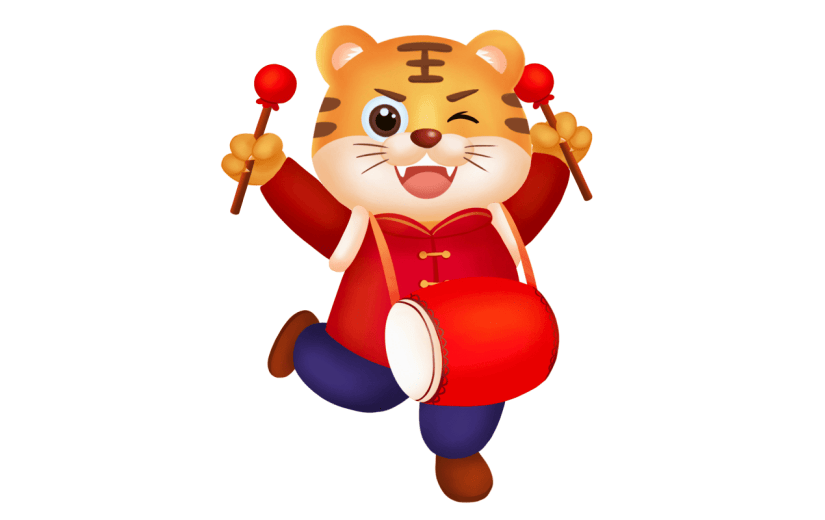 卡通新年可爱的卡通老虎元素