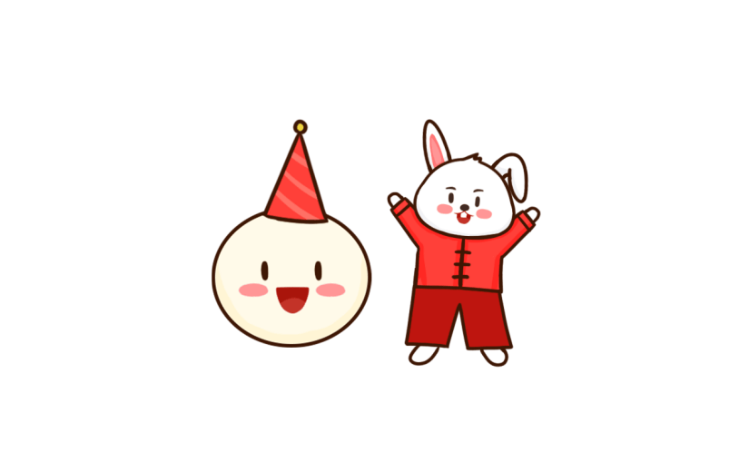 卡通感元宵节兔子元素贴纸