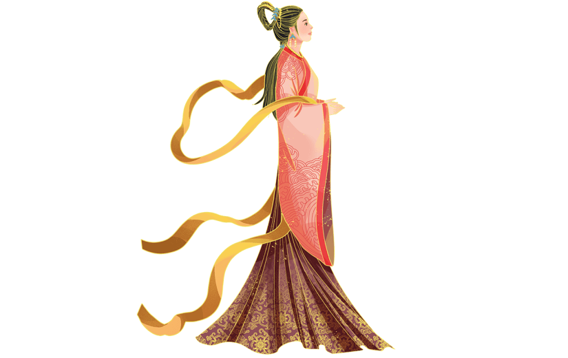 中国风-七夕元素金边贴纸-织女4