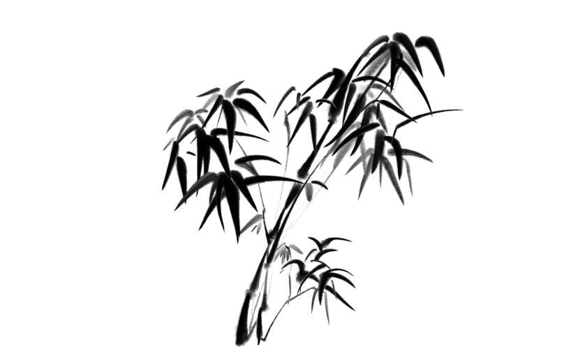 手绘水墨-竹叶元素