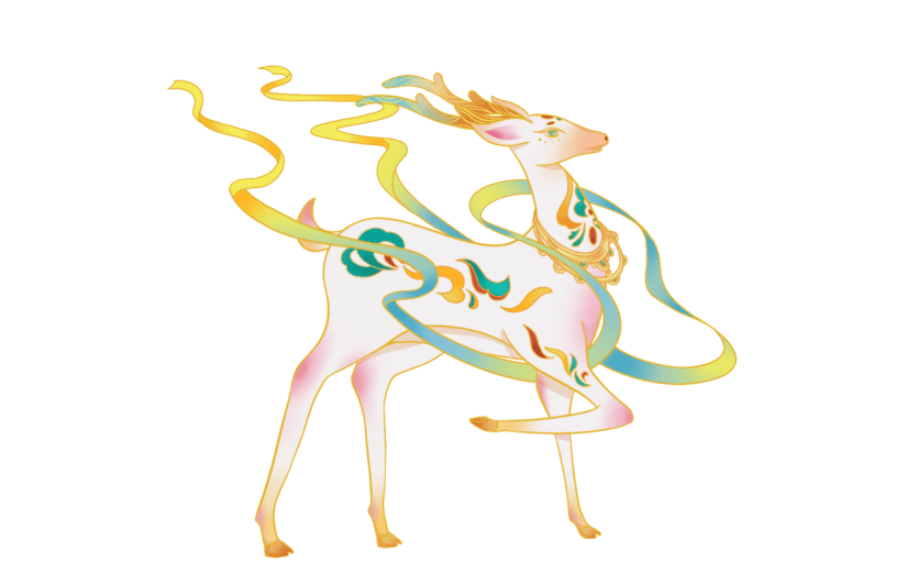 中国风通用敦煌动物七色鹿元素素材