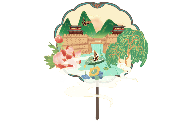 手绘-国潮风建筑