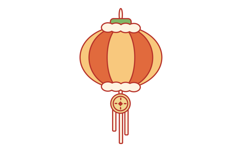 卡通感春节灯笼元素贴纸