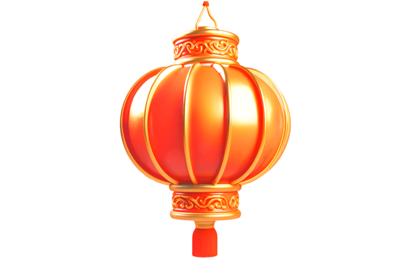 3D风红色灯笼贴纸