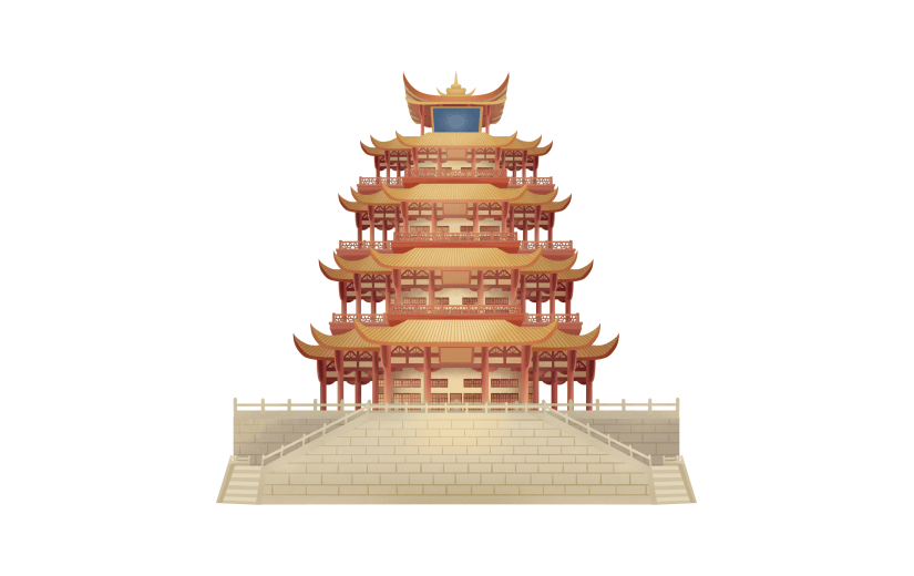中国风-手绘传统建筑-塔