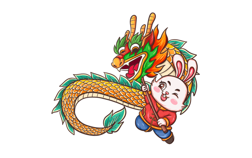 中国风春节兔子元素贴纸