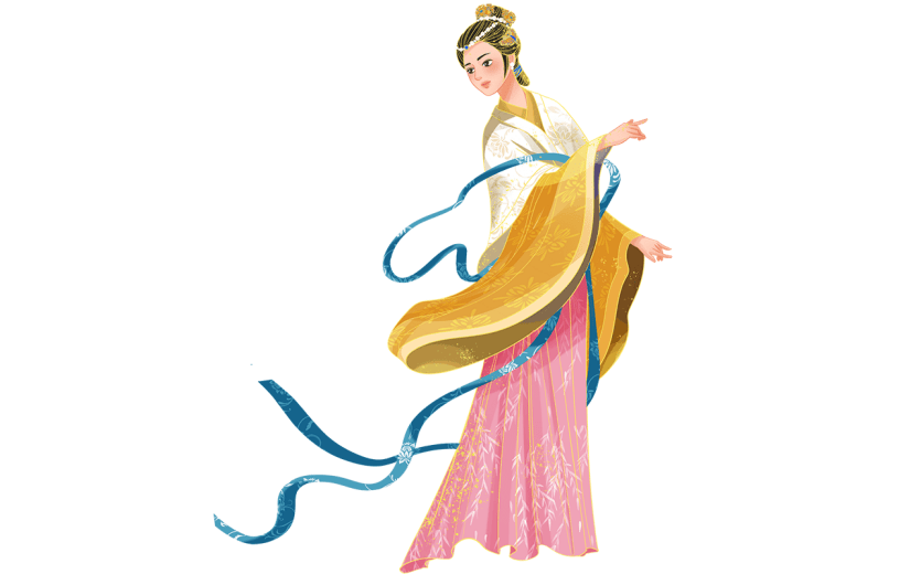 中国风-七夕元素金边贴纸-织女2