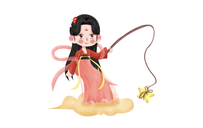 中国风中秋节女性元素贴纸