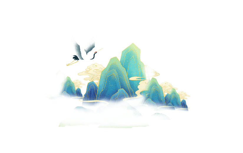 中国风山元素贴纸