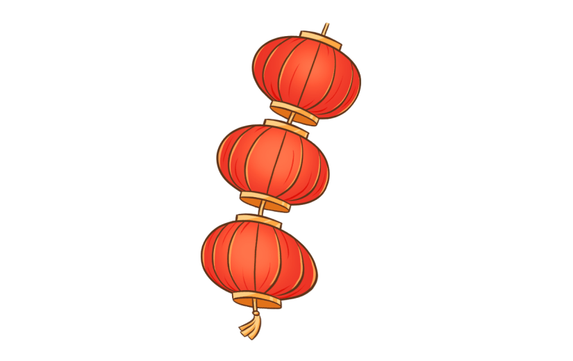 卡通感春节灯笼元素贴纸