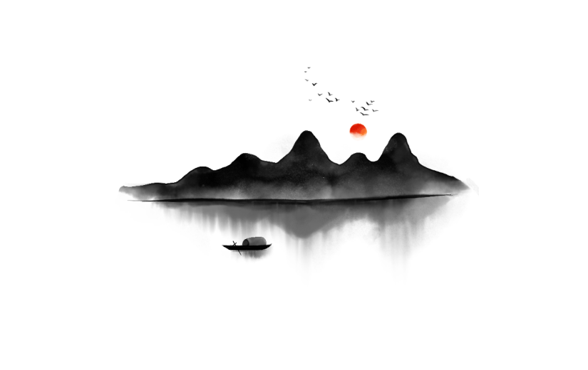 手绘-水墨中国风山水画场景10