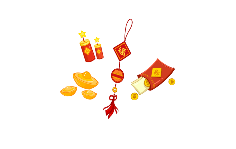中国风春节金元宝元素贴纸