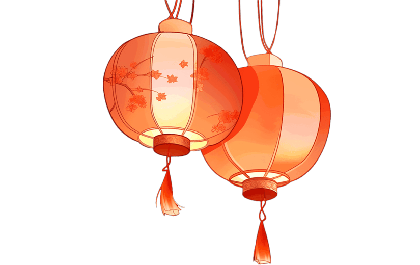 中国风红色灯笼贴纸