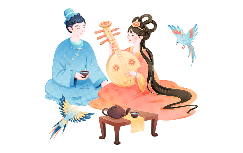 中国风浪漫七夕情人节牛郎织女人物