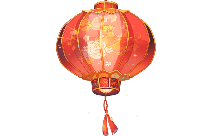 中国风红色灯笼贴纸