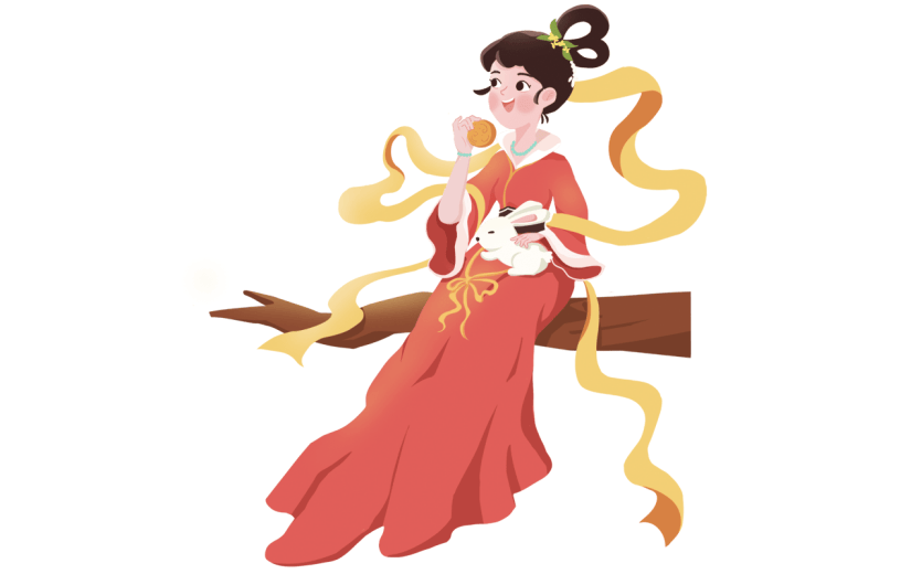 中国风中秋节女性元素贴纸