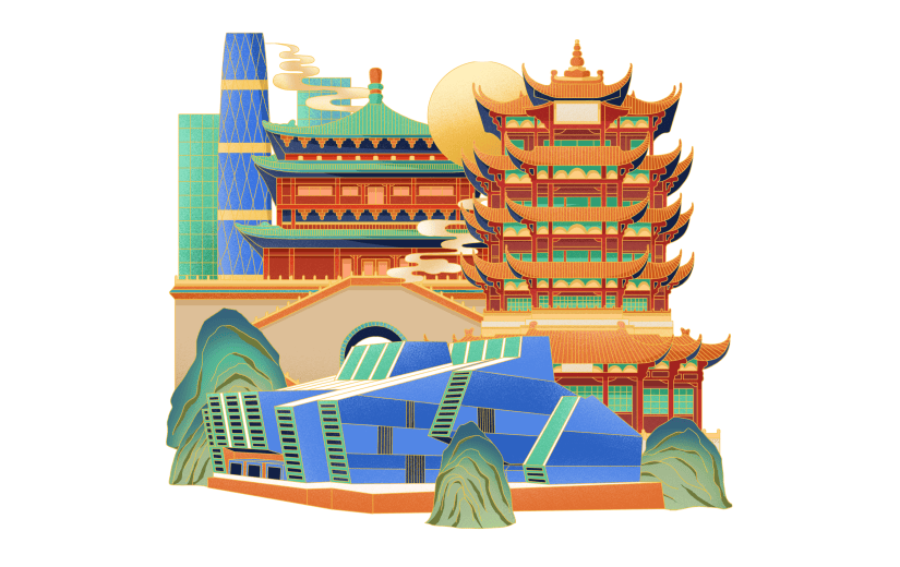 国庆通用国潮地标建筑场景贴纸