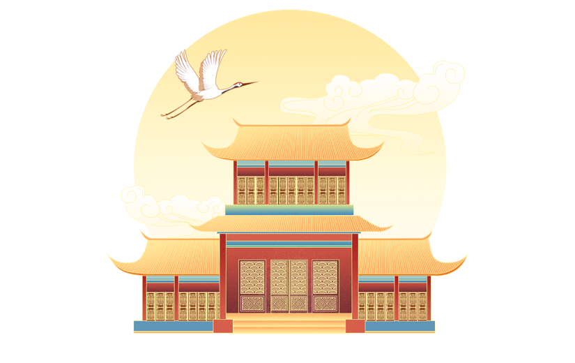 国庆节十一中国风国潮中式建筑元素
