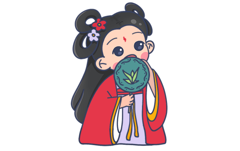 卡通感国庆节女生元素贴纸