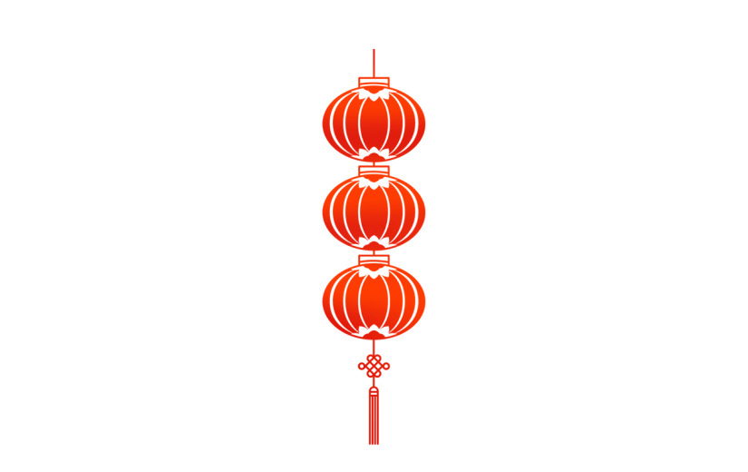 卡通感春节灯笼元素贴纸