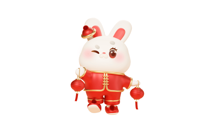 卡通感春节兔子元素贴纸