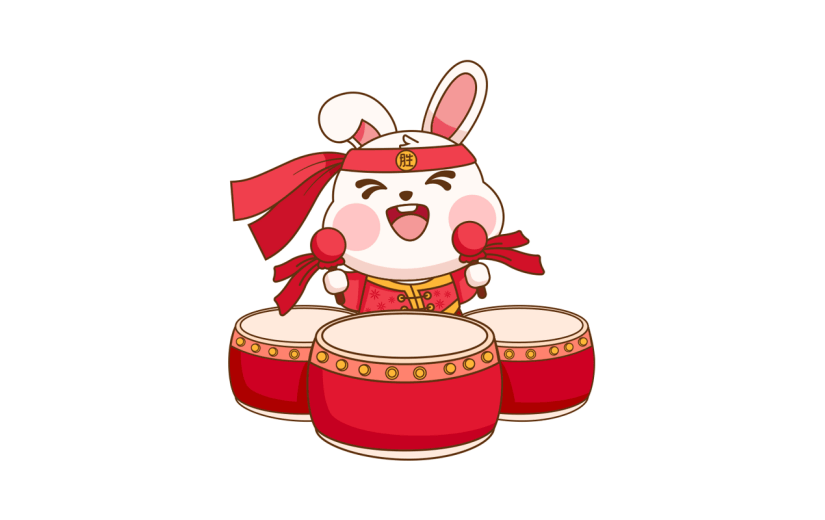 卡通感春节兔子元素贴纸