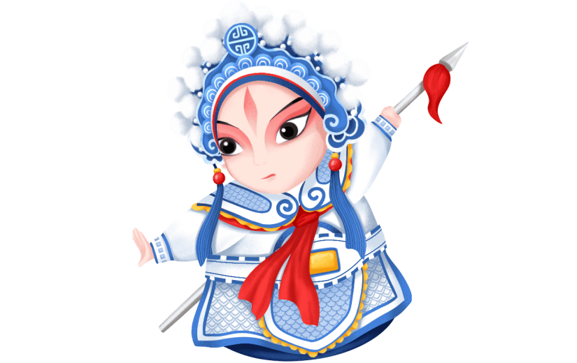 手绘-京剧文化人物贴纸7