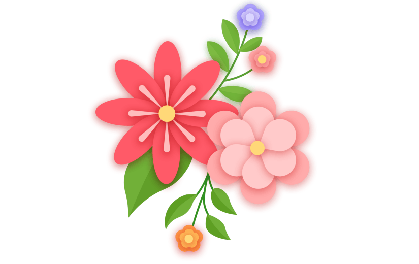 清新绿叶花朵插画元素