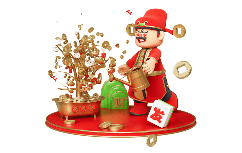 龙年春节新春卡通感财神人物元素素材