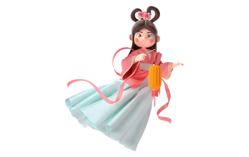 3D中秋节女士元素贴纸