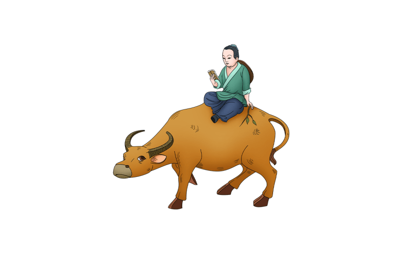 卡通感元放牧素贴纸