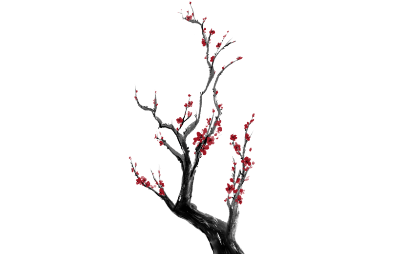 水墨风-手绘植物花卉贴纸-梅花