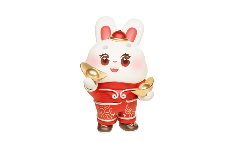 卡通感春节兔子元素贴纸