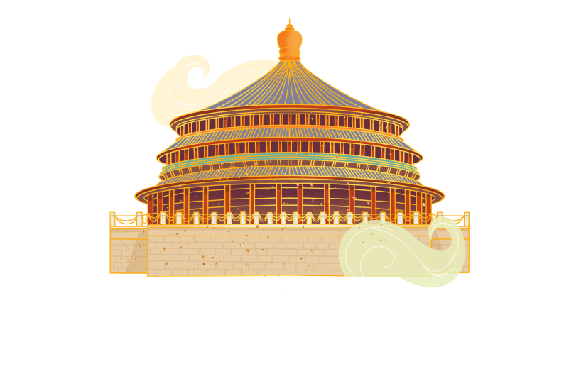 中国风主题-建筑物插画贴纸（大尺寸）