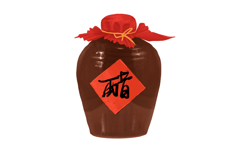 手绘调味品贴纸-醋