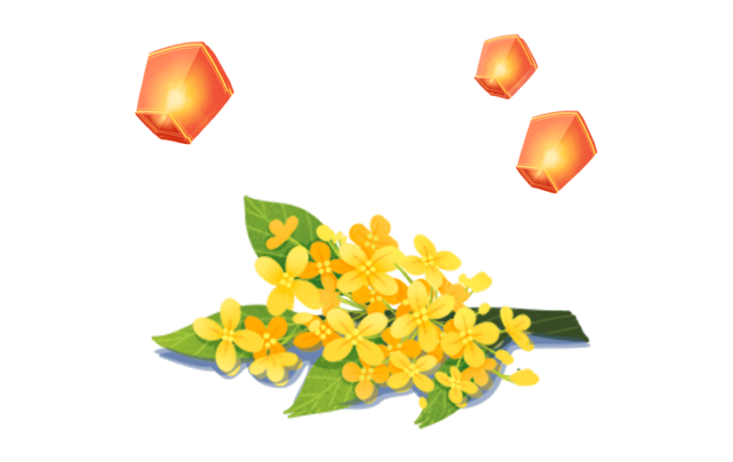 桂花孔明灯中国风中秋节元素贴纸   